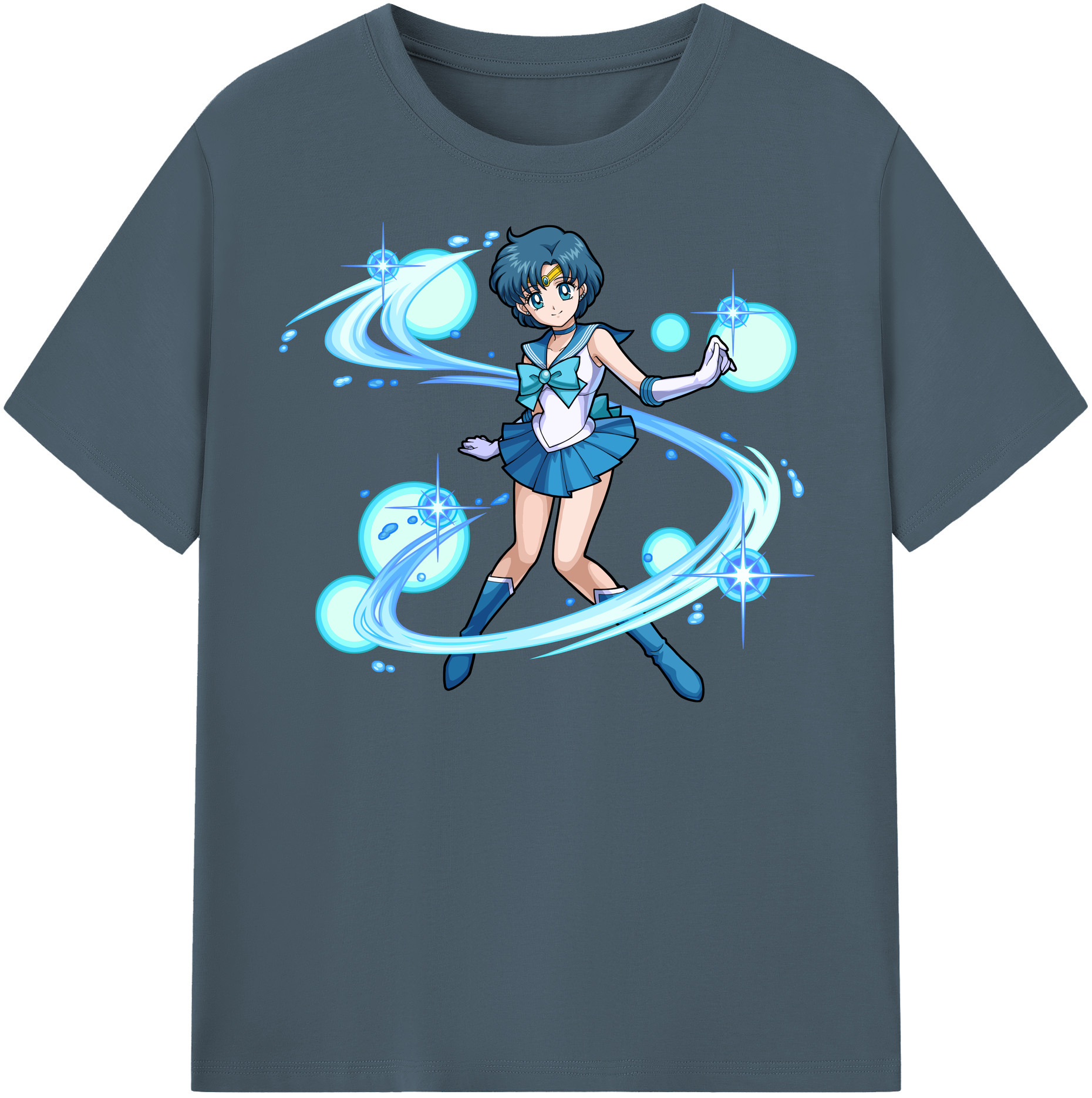 （画像用） 美少女戦士セーラームーン 水野 亜美 みずの あみ Sailor Moon Mizuno Ami 綿100％半袖Tシャツ（フロントプリント）